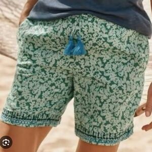 NWT J. Jill Blue Green Linen Paisley Bermuda Shorts XS